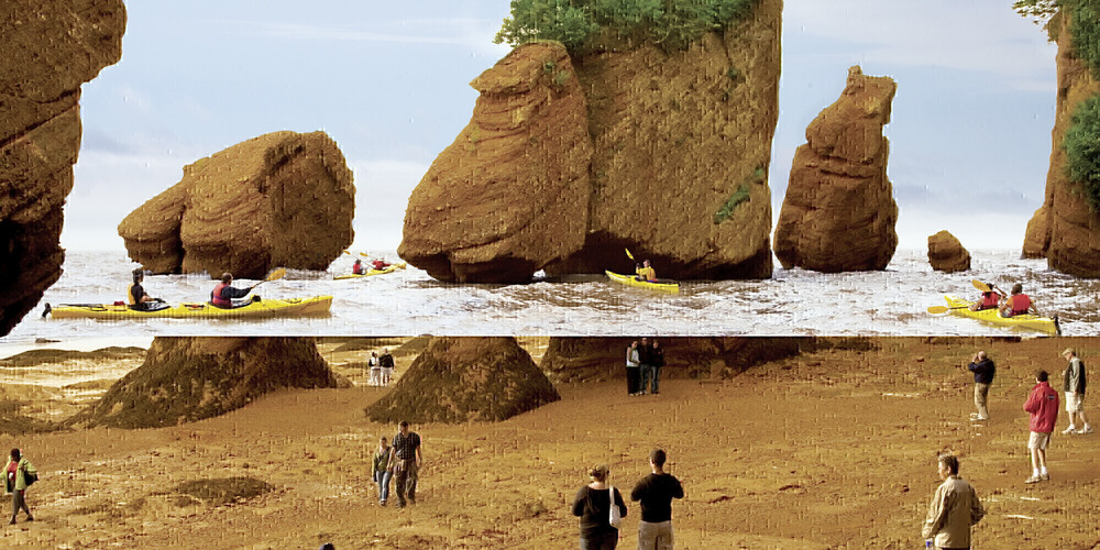 Hopewell Rocks, Río de Chocolate, la Bahía de Fundy, New Brunswick